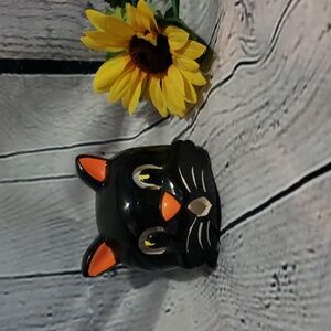 Black Cat ceramic tealight holder 3" x 3" x 3"